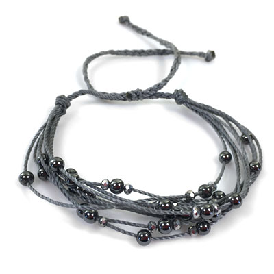 Multi Strand Bead Float Bracelet - Grey - Micro Macrame Bracelet