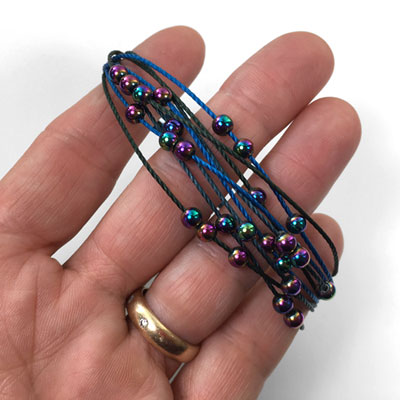 Multi Strand Bead Float Bracelet - Peacock - Micro Macrame Bracelet