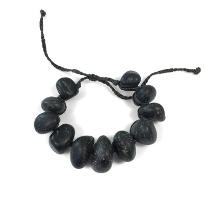 Black Jade Big Beads Gem Bracelet - Micro Macrame Bracelet