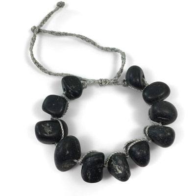 Black Jade Big Beads Gem Bracelet - Micro Macrame Bracelet