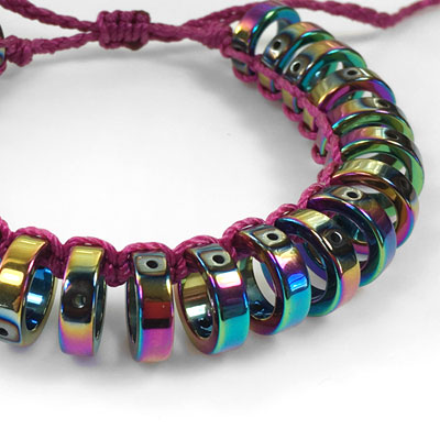 Rainbow Titanium Hematite 3D Ring Bracelet  - Marina - Micro Macrame Bracelet