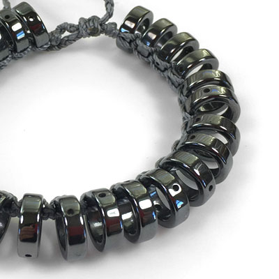 Hematite 3D Ring Bracelet - Grey - Micro Macrame Bracelet